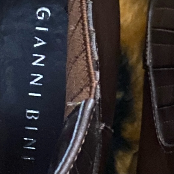 Brown Leather Stacked Heel Gianni Bini Ankle Boots Size 8 1/2 - Picture 7 of 16